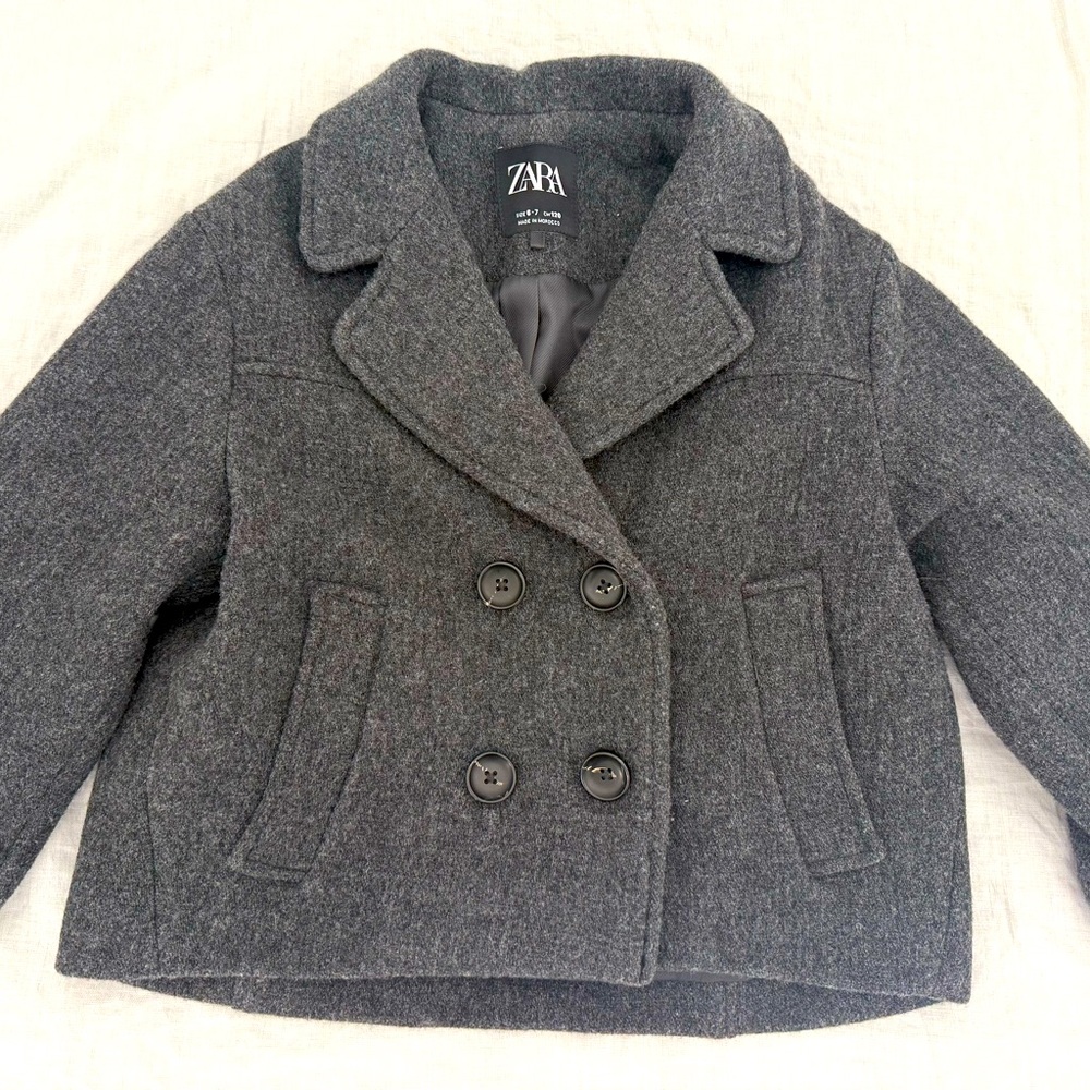 Zara cropped peacoat size 6-7